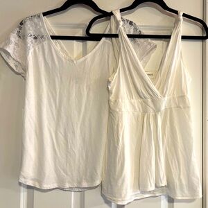 Y2K Express Bundle Tops-  Lace Sleeve Top and Sleeveless Blouse, size Medium